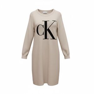 Calvin Klein Beige Knit Logo Sweater Dress for women